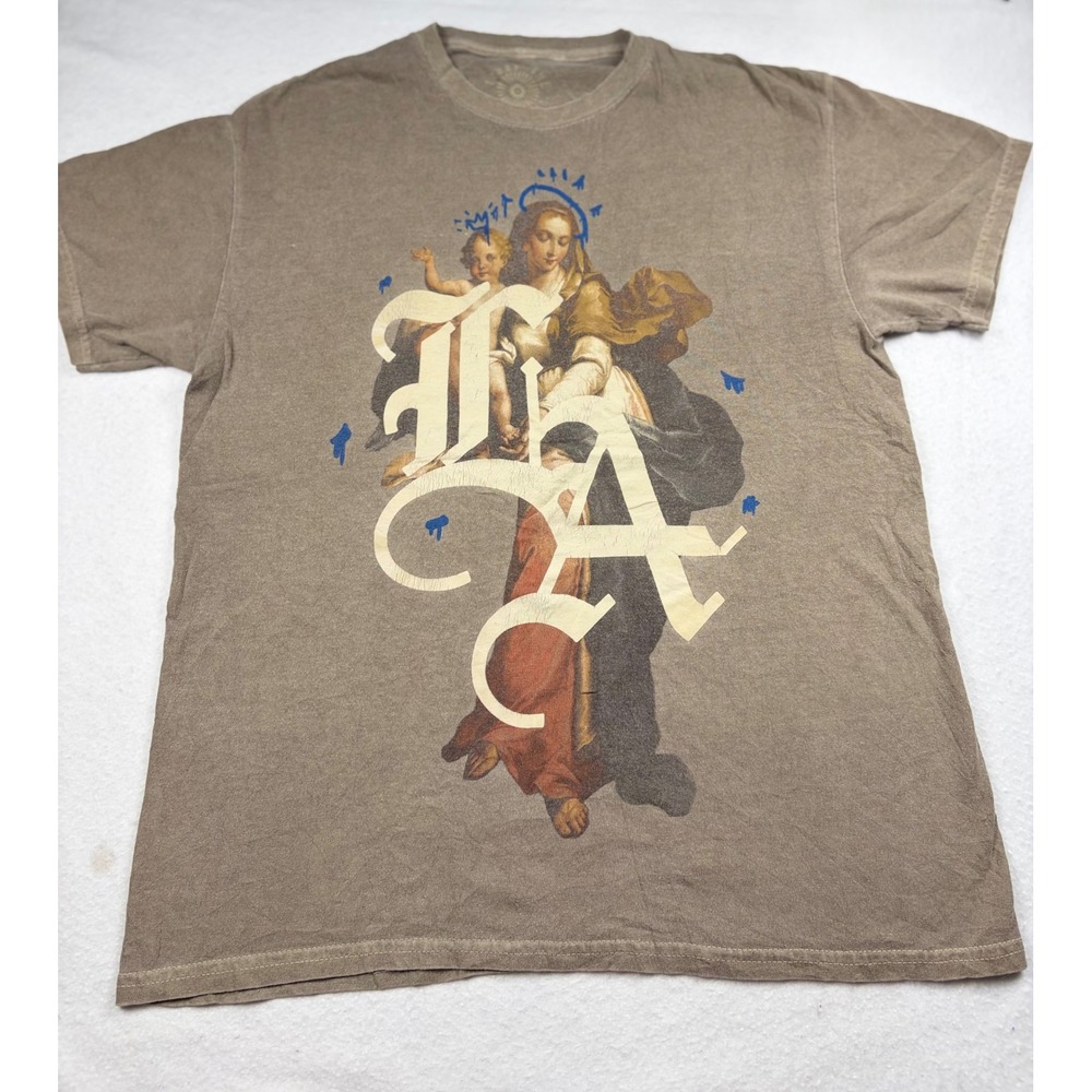 Trust The Culture TTC Graphic T-Shirt Mens Brown Madonna Child Streetwear Tee
